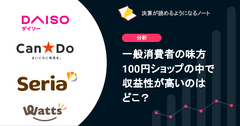 Q. 一般消費者の味方100円ショップの中で収益性が高いのはどこ？ 画像