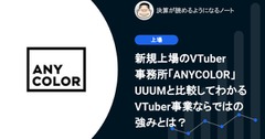 Q.新規上場のVTuber事務所「ANYCOLOR」、UUUMと比較してわかるVTuber事業ならではの強みとは？ 画像