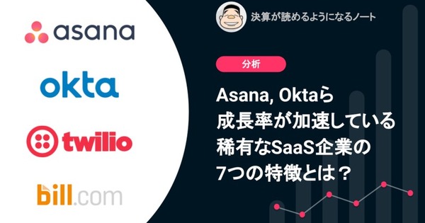 Q. Asana, Oktaら成長率が加速している稀有なSaaS企業の7つの特徴とは？ 画像
