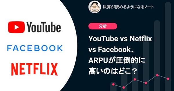 Q. YouTube vs Netflix vs Facebook、ARPUが圧倒的に高いのはどこ？ 画像
