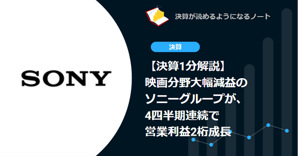 【決算1分解説】映画分野大幅減益のソニーグループが、4四半期連続で営業利益2桁成長 画像