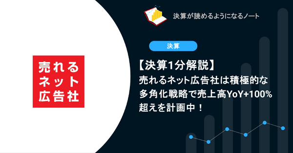 【決算1分解説】売れるネット広告社は積極的な多角化戦略で売上高YoY+100%超えを計画中！ 画像