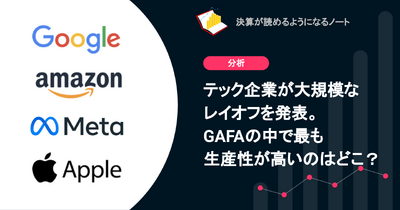 Q. テック企業が大規模なレイオフを発表。GAFAの中で最も生産性が高いのはどこ？ 画像
