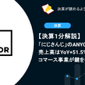 【決算1分解説】「にじさんじ」のANYCOLORの売上高はYoY+51.5%で急成長中、コマース事業が鍵を握るか？