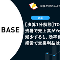 【決算1分解説】TOKYO BASEは残暑で売上高がYoY-5.4Qで減少するも、効率化重視の経営で営業利益はYoY+75.6%